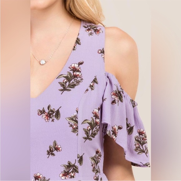 Francesca’s Lavender Floral Off Shoulder Dress - Picture 5 of 5